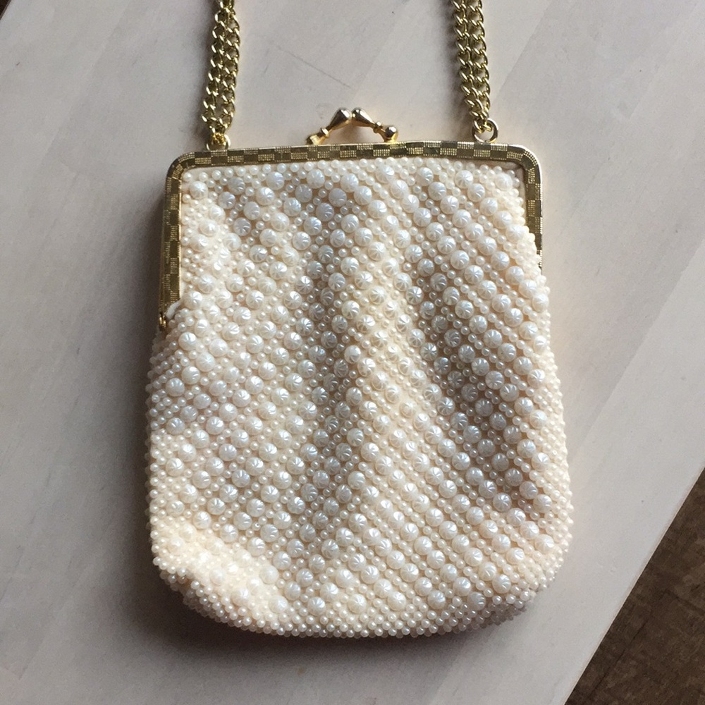 Vintage Faux Pearl Beaded Evening Bag